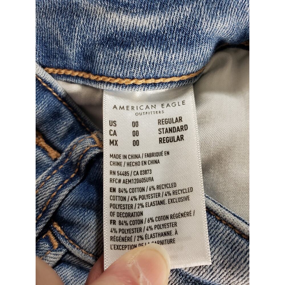 American Eagle Jeans Size 00 Womens Blue Denim Stretch Pants High Rise Jegging - Picture 5 of 14